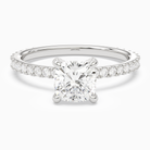Cushion Hidden Halo Accent Luxe Pavé in Platinum main white
