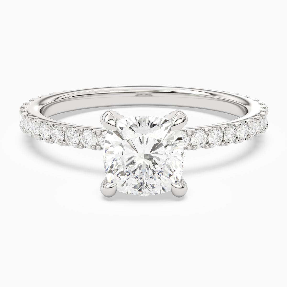 Cushion Hidden Halo Accent Luxe Pavé in Platinum main white