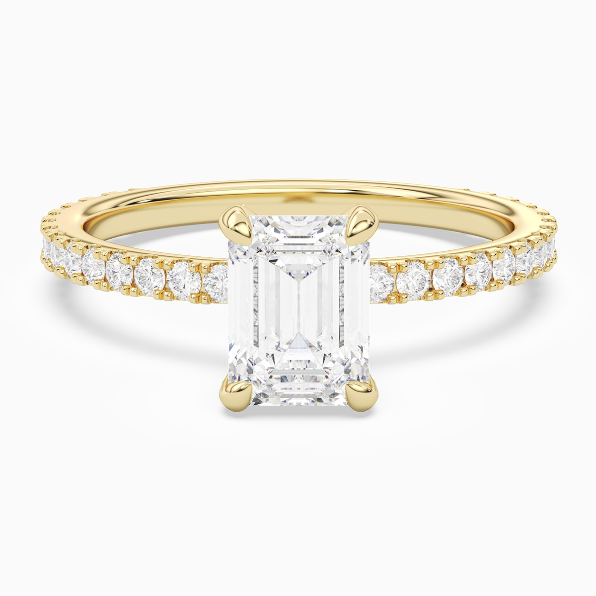 Emerald Hidden Halo Accent Luxe Pavé in 14K Yellow Gold main white
