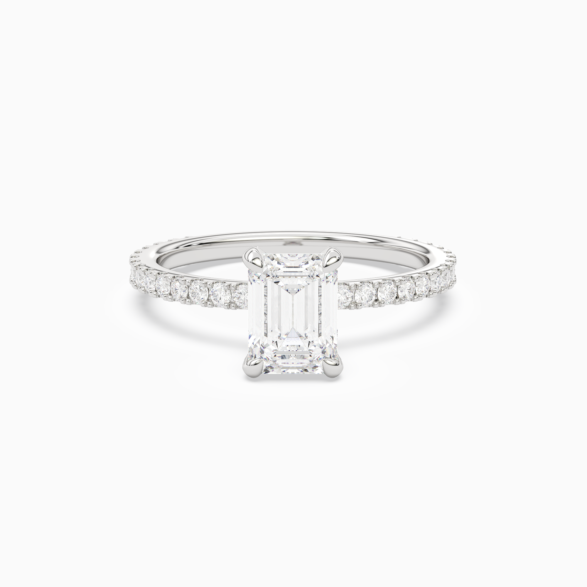 Emerald Hidden Halo Accent Luxe Pavé in 18K White Gold main white