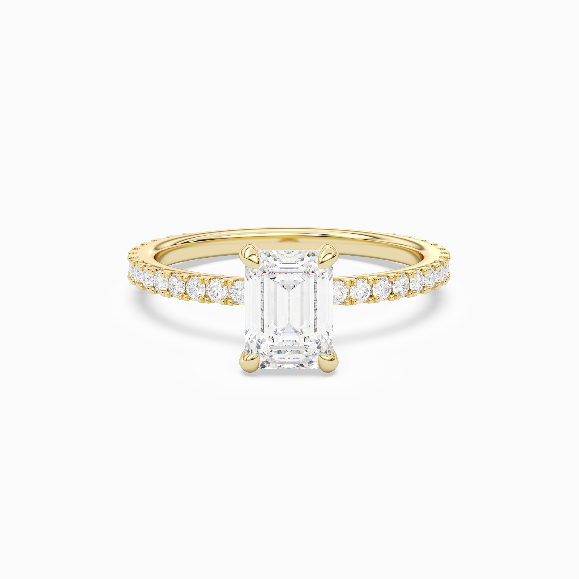 Emerald Hidden Halo Accent Luxe Pavé in 18K Yellow Gold main white