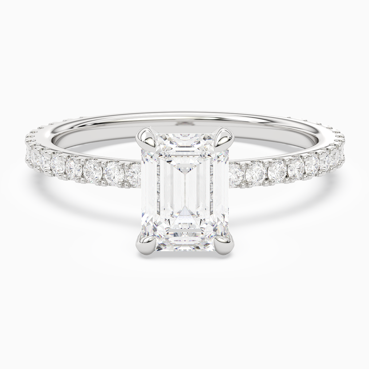 Emerald Hidden Halo Accent Luxe Pavé in Platinum main white