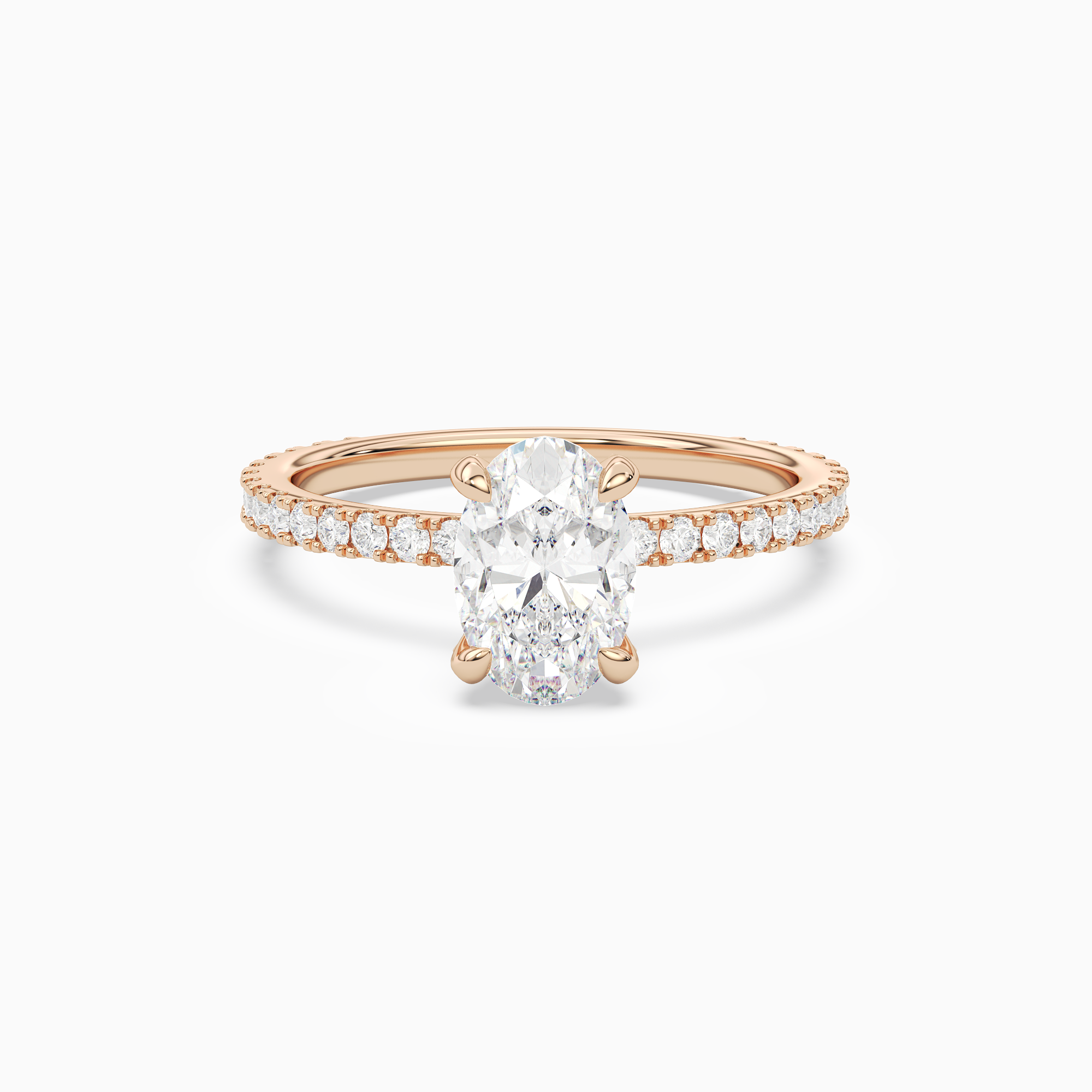 Oval Hidden Halo Accent Luxe Pavé in 14K Rose Gold main white