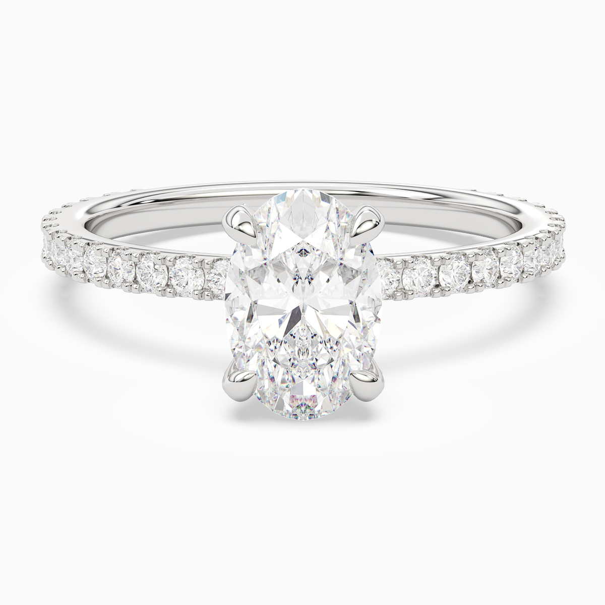 Oval Hidden Halo Accent Luxe Pavé in 14K White Gold main white