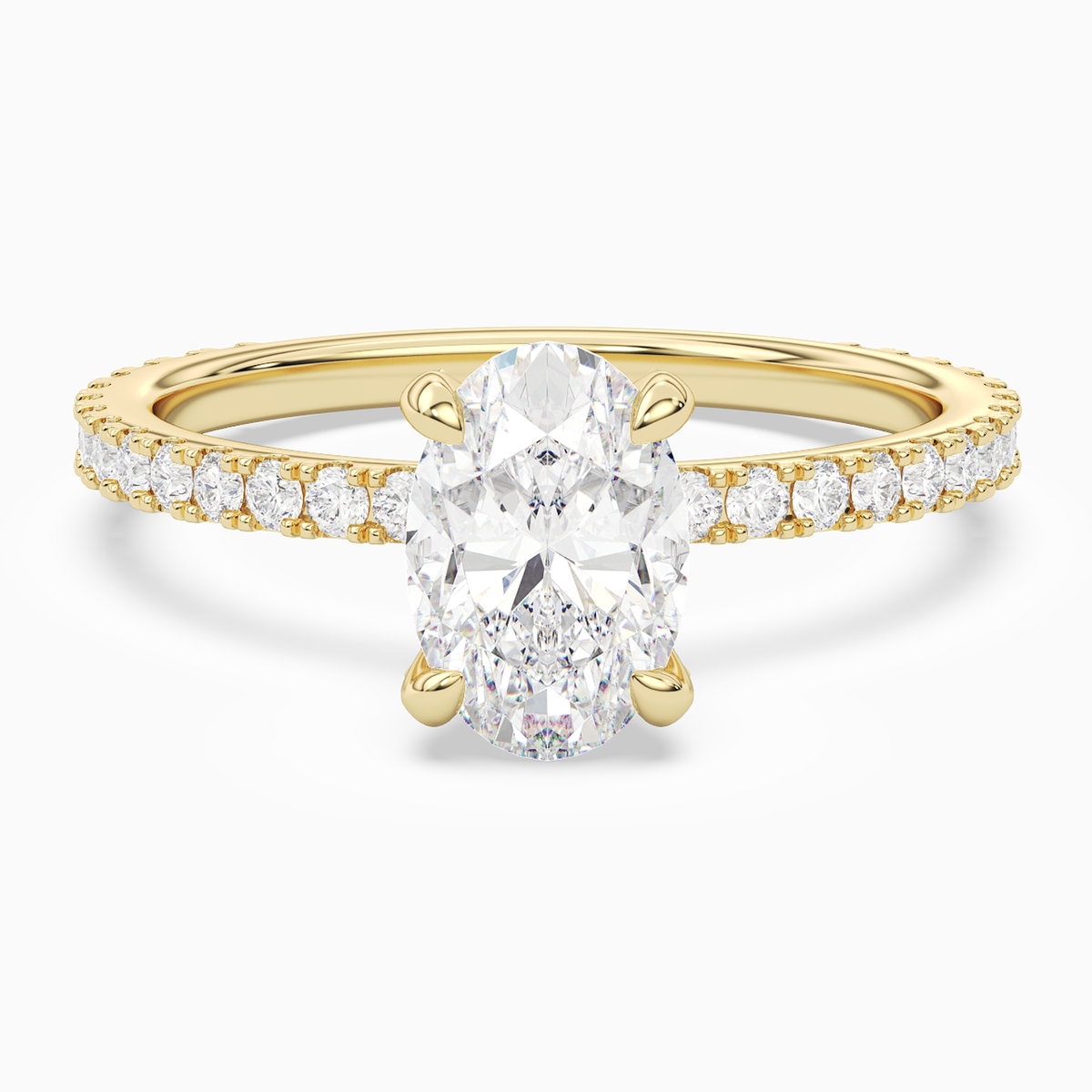 Oval Hidden Halo Accent Luxe Pavé in 18K Yellow Gold main white