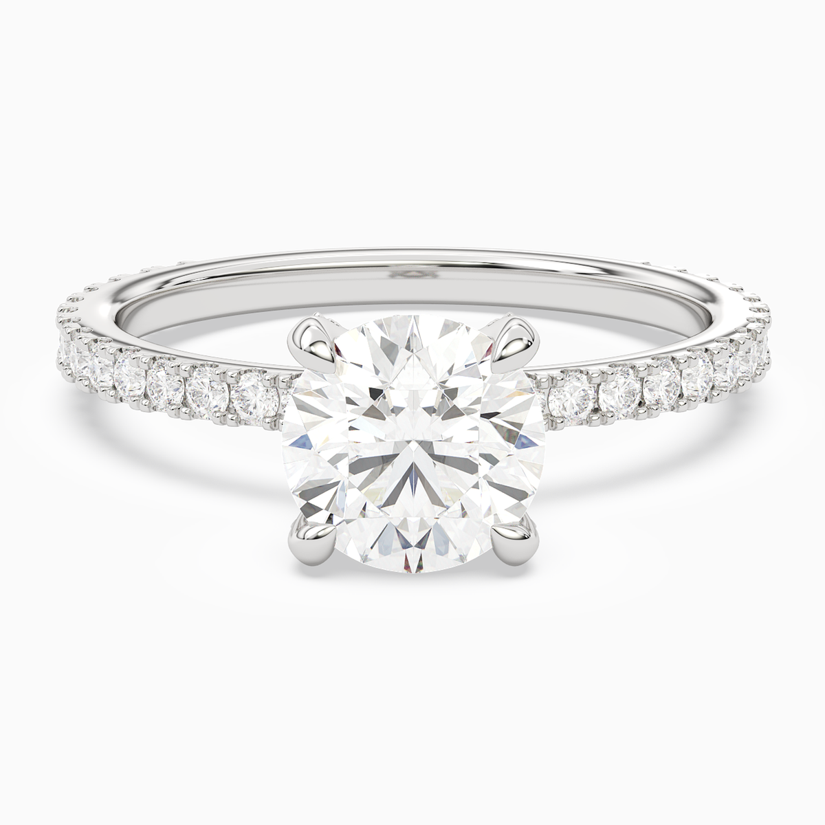 Round Hidden Halo Accent Luxe Pavé in 14K White Gold main white