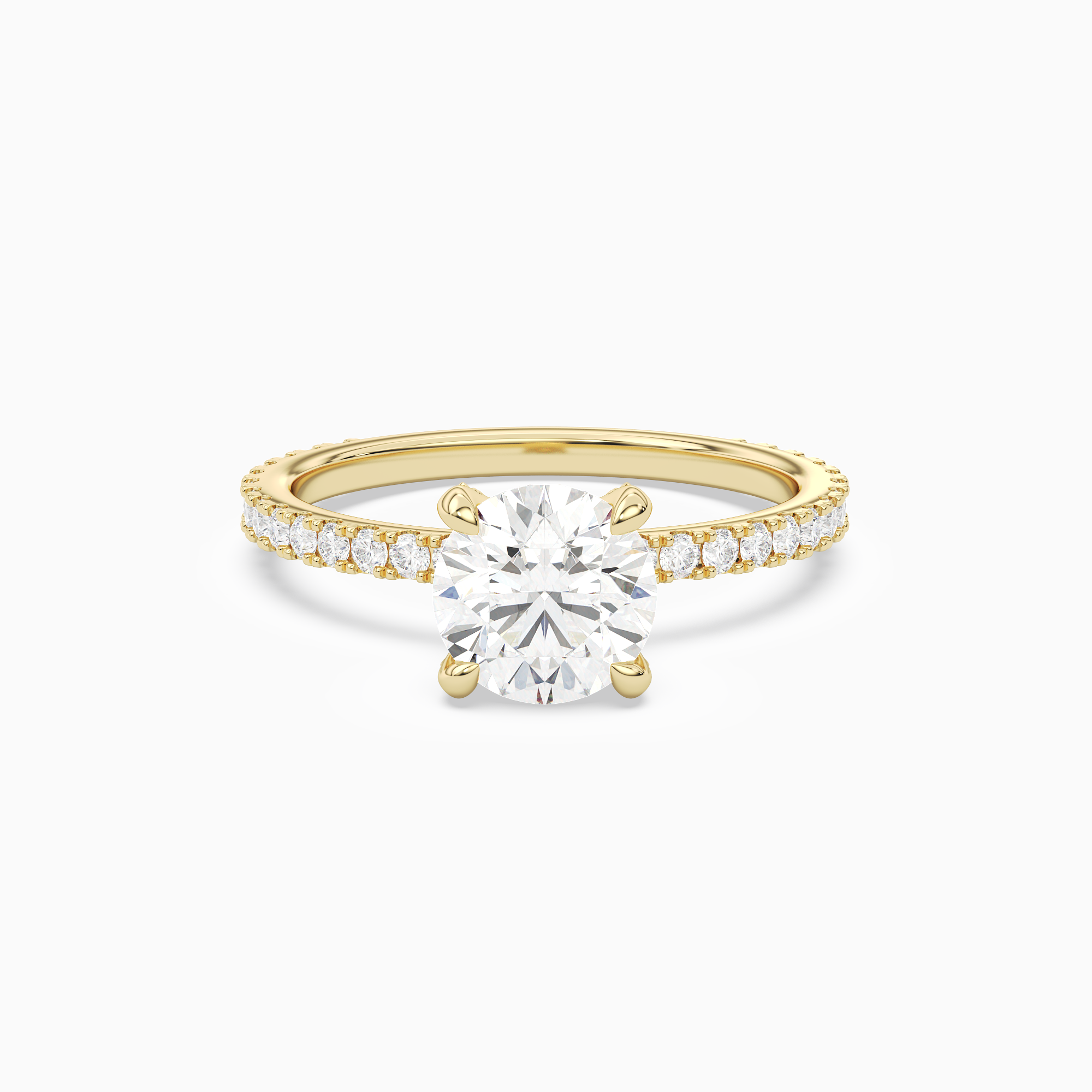 Round Hidden Halo Accent Luxe Pavé in 14K Yellow Gold main white