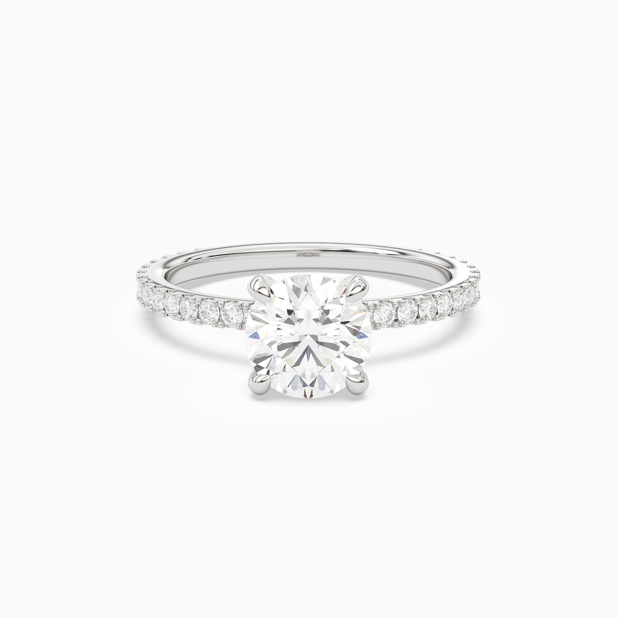 Round Hidden Halo Accent Luxe Pavé in 18K White Gold main white