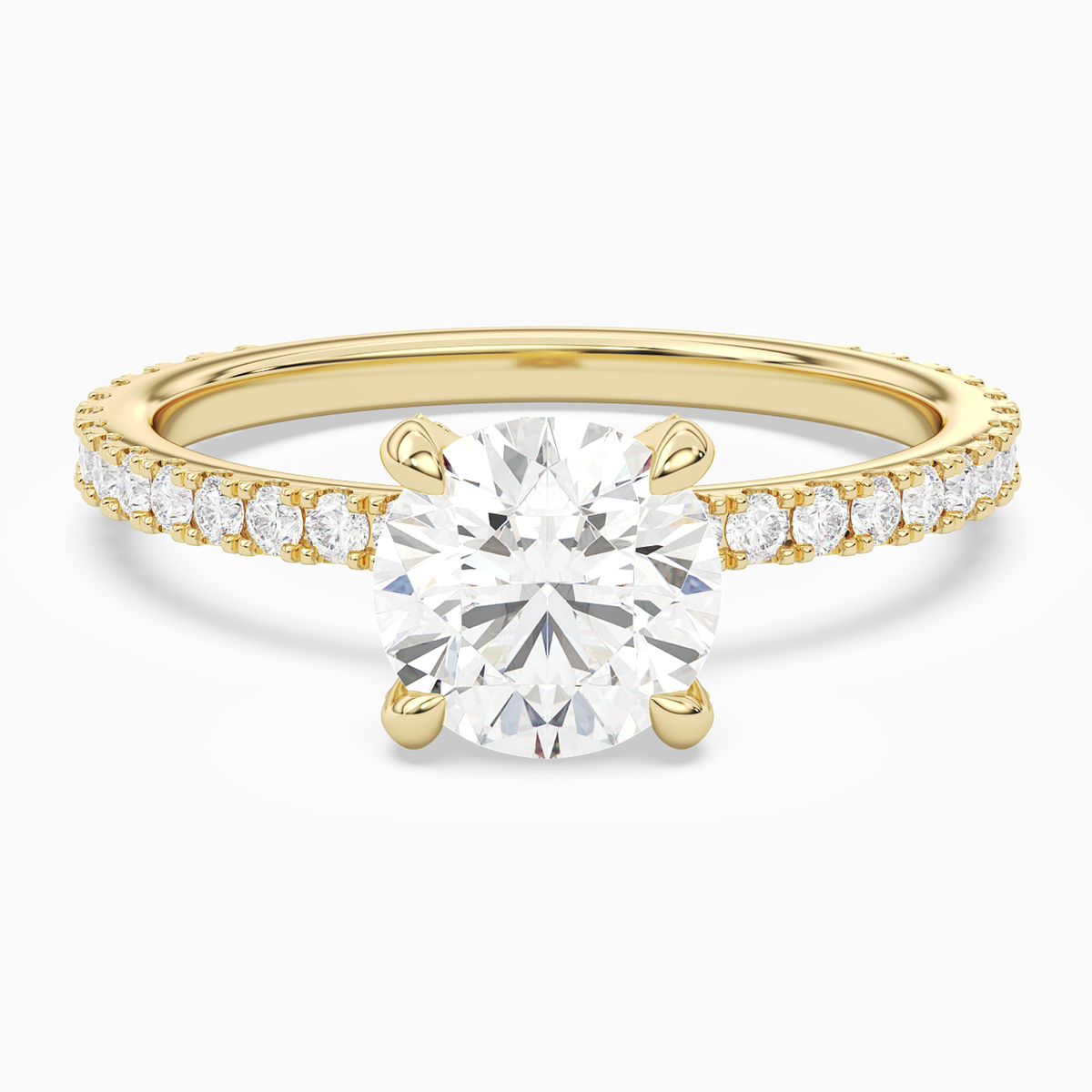 Round Hidden Halo Accent Luxe Pavé in 18K Yellow Gold main white