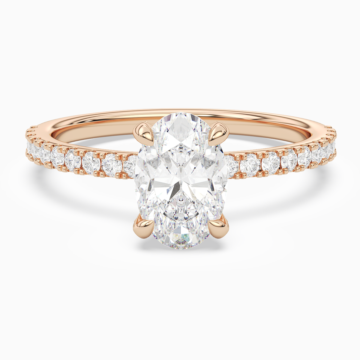 Oval Hidden Halo Accent Pavé in 14K Rose Gold main white