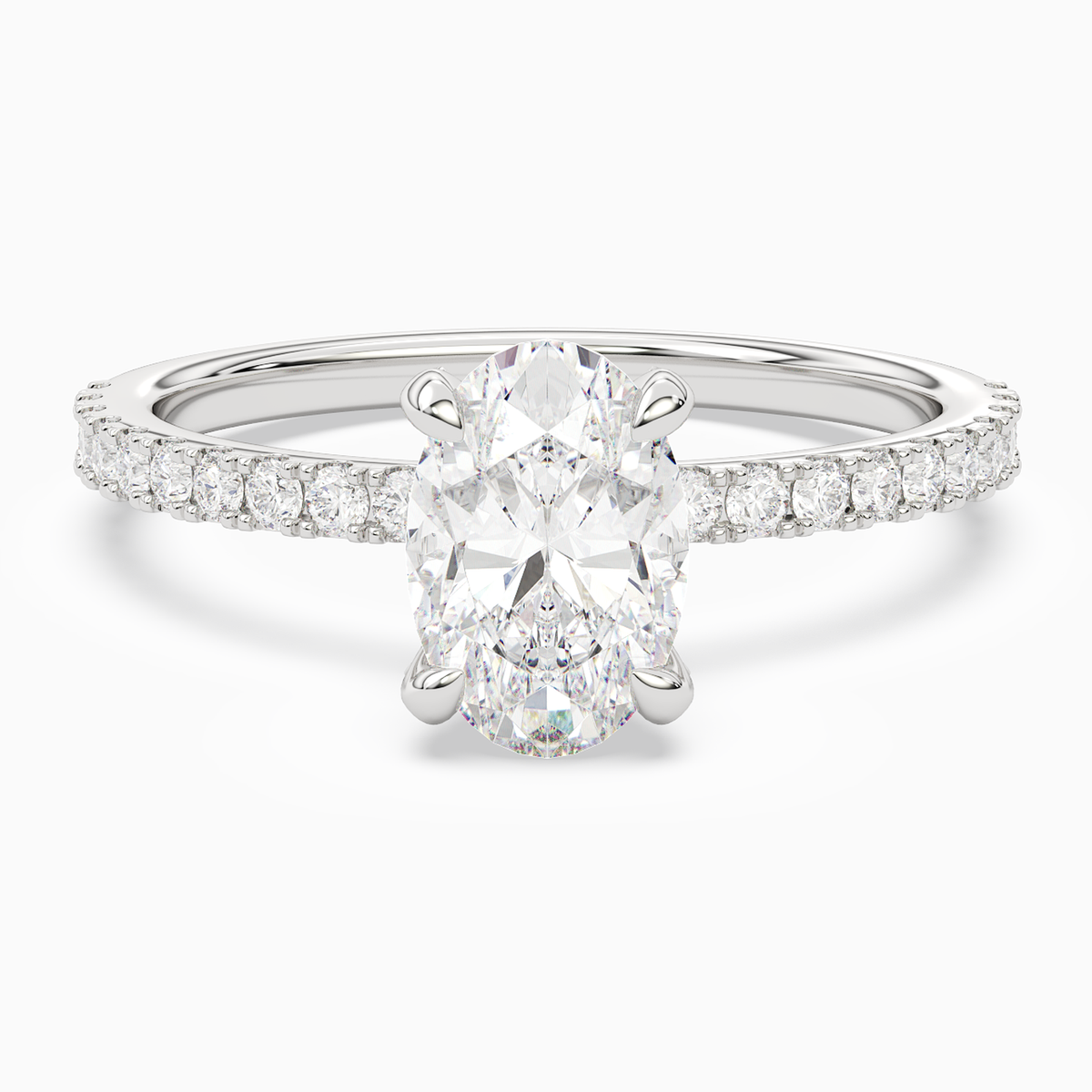 Oval Hidden Halo Accent Pavé in 14K White Gold main white