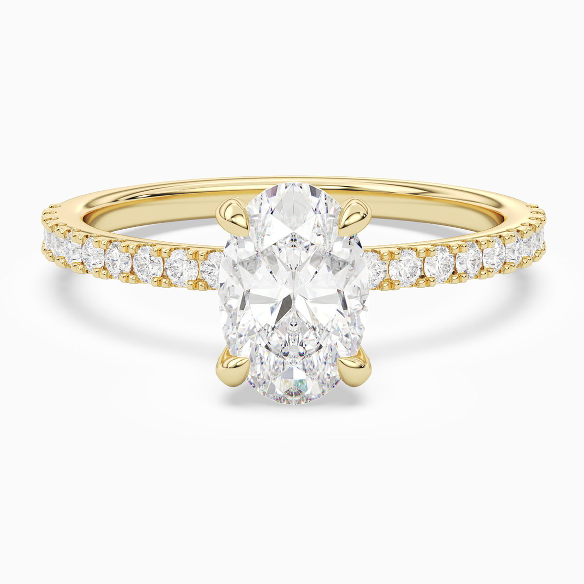 Oval Hidden Halo Accent Pavé in 18K Yellow Gold main white
