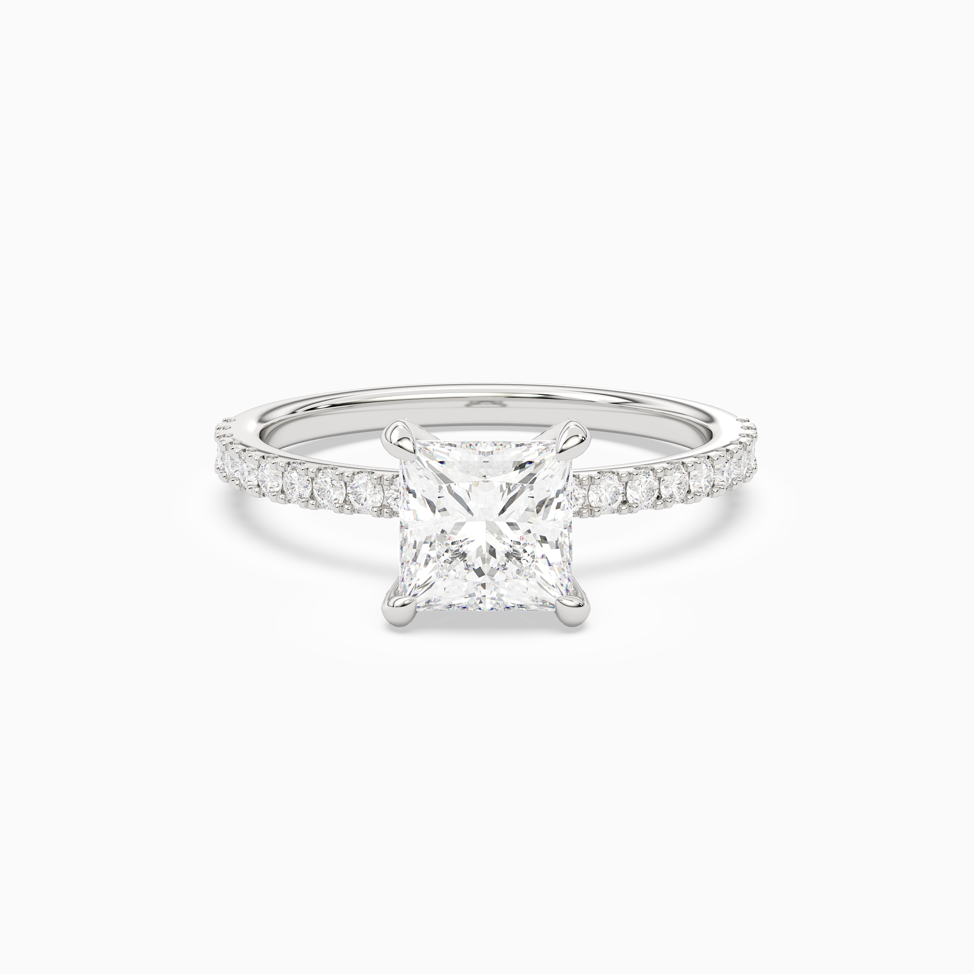 Princess Hidden Halo Accent Pavé in 18K White Gold main white