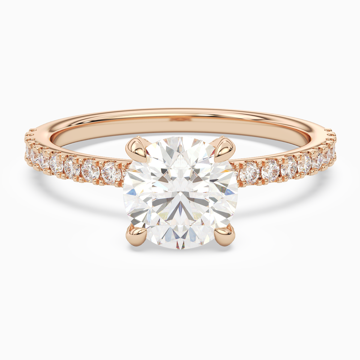 Round Hidden Halo Accent Pavé in 14K Rose Gold main white