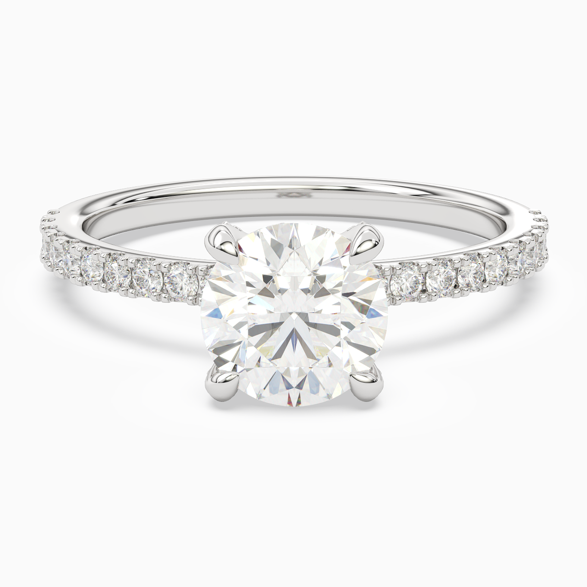 Round Hidden Halo Accent Pavé in 14K White Gold main white