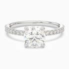 Round Hidden Halo Accent Pavé in 18K White Gold main white