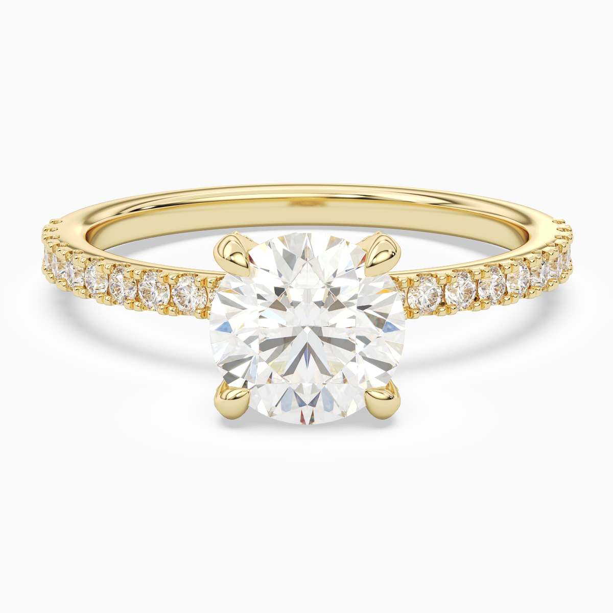 Round Hidden Halo Accent Pavé in 18K Yellow Gold main white