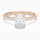 Oval Hidden Halo Accent Petite Pavé in 14K Rose Gold main white
