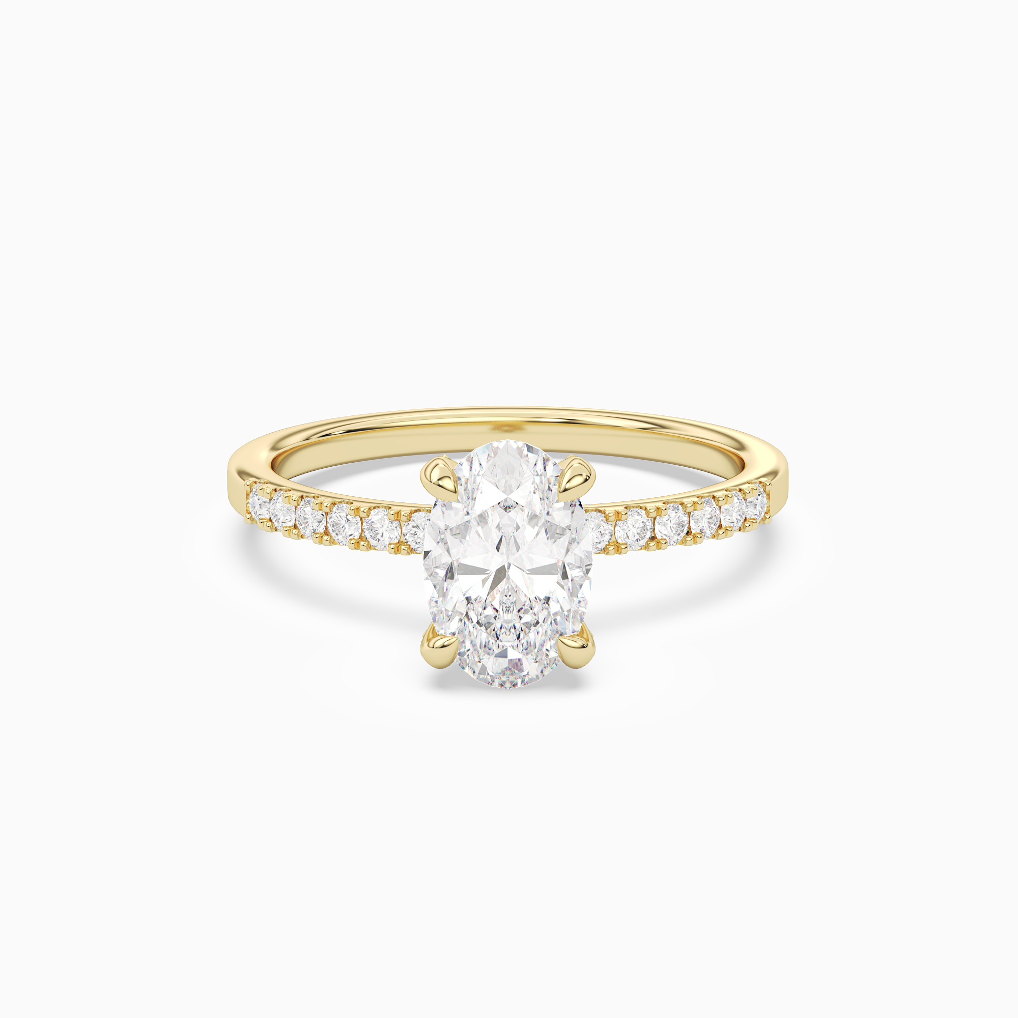Oval Hidden Halo Accent Petite Pavé in 14K Yellow Gold main white