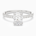 Oval Hidden Halo Accent Petite Pavé in 18K White Gold main white