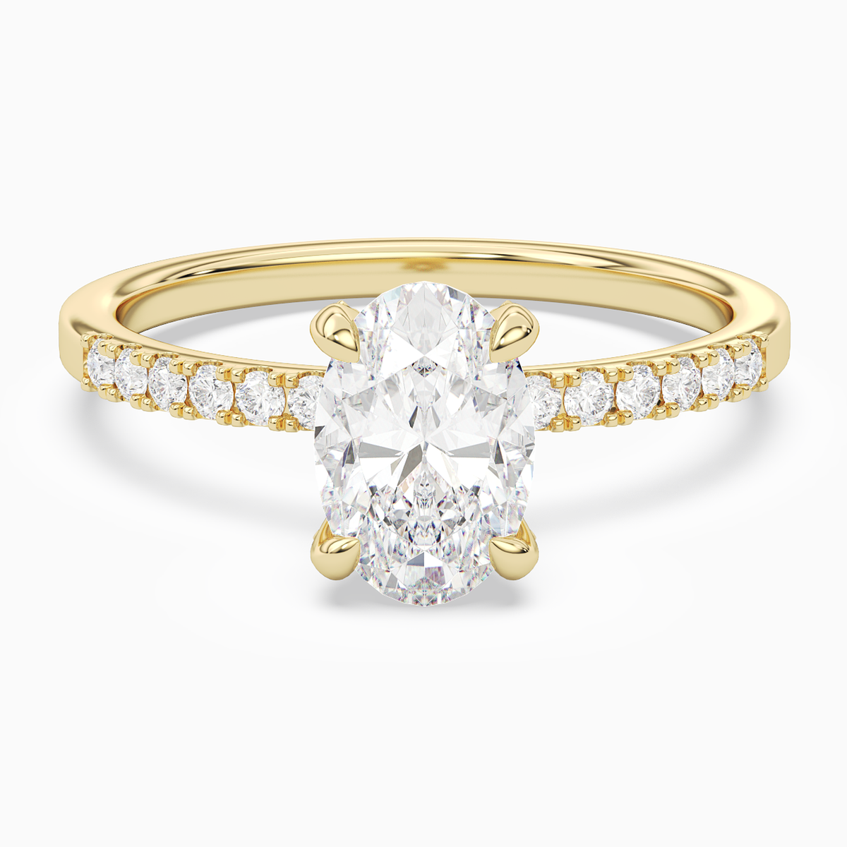 Oval Hidden Halo Accent Petite Pavé in 18K Yellow Gold main white
