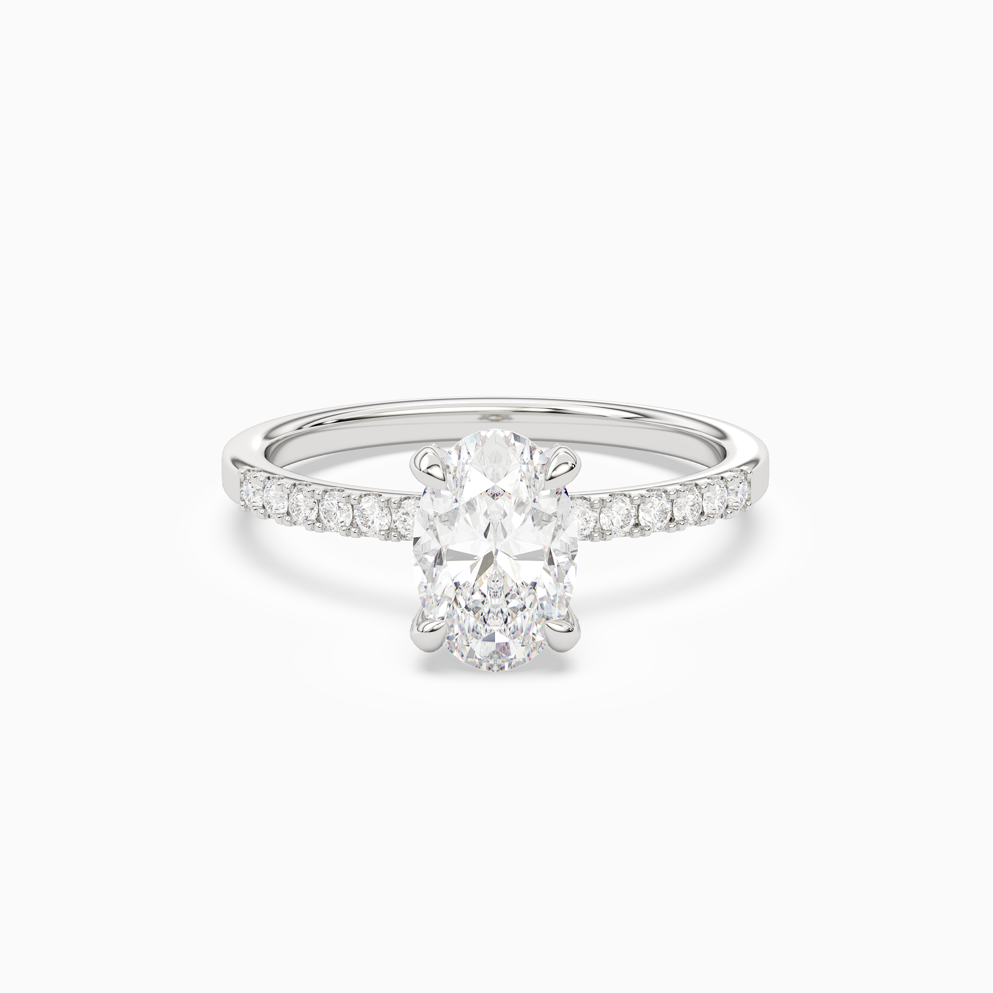 Oval Hidden Halo Accent Petite Pavé in Platinum main white