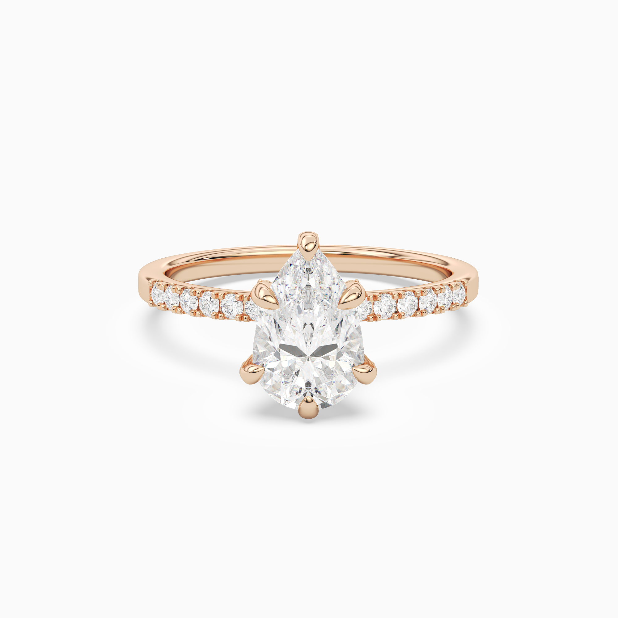 Pear Hidden Halo Accent Petite Pavé in 14K Rose Gold main white