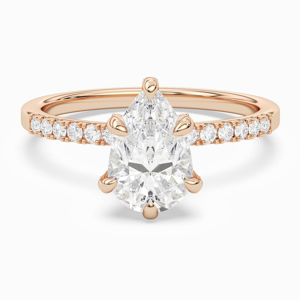 Pear Hidden Halo Accent Petite Pavé in 14K Rose Gold main white