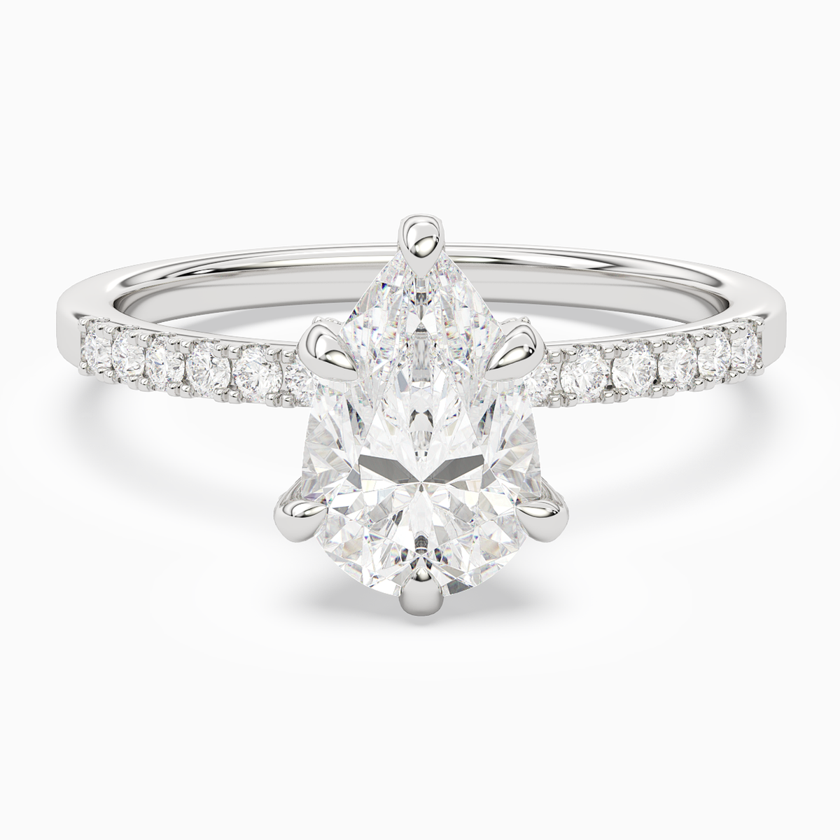 Pear Hidden Halo Accent Petite Pavé in 14K White Gold main white
