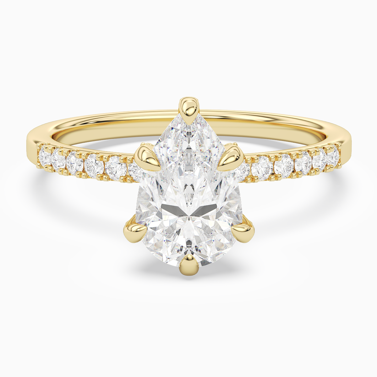 Pear Hidden Halo Accent Petite Pavé in 14K Yellow Gold main white
