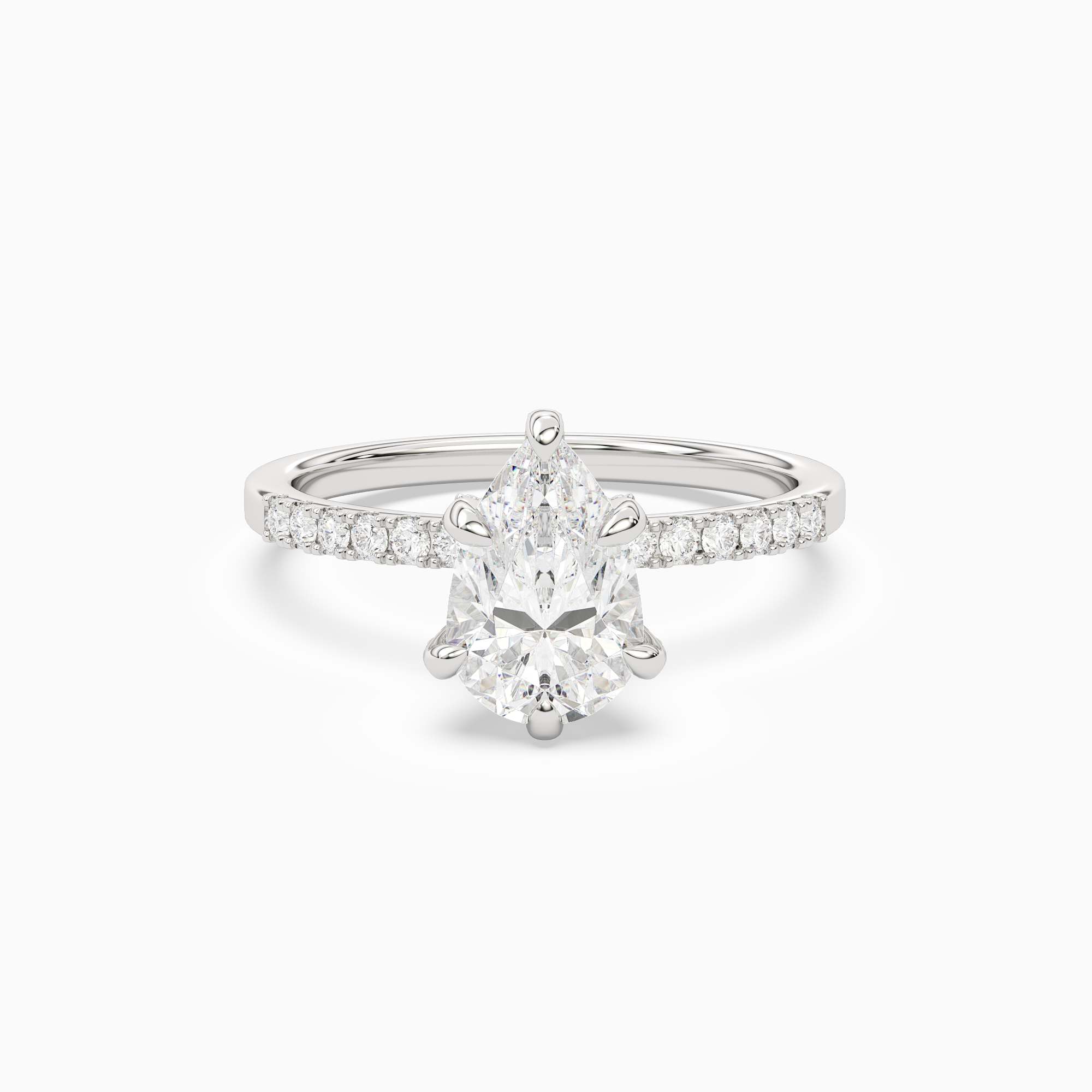 Pear Hidden Halo Accent Petite Pavé in Platinum main white