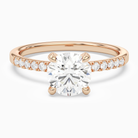 Round Hidden Halo Accent Petite Pavé in 14K Rose Gold main white