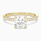 Round Hidden Halo Accent Petite Pavé in 14K Yellow Gold main white