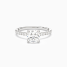 Round Hidden Halo Accent Petite Pavé in 18K White Gold main white