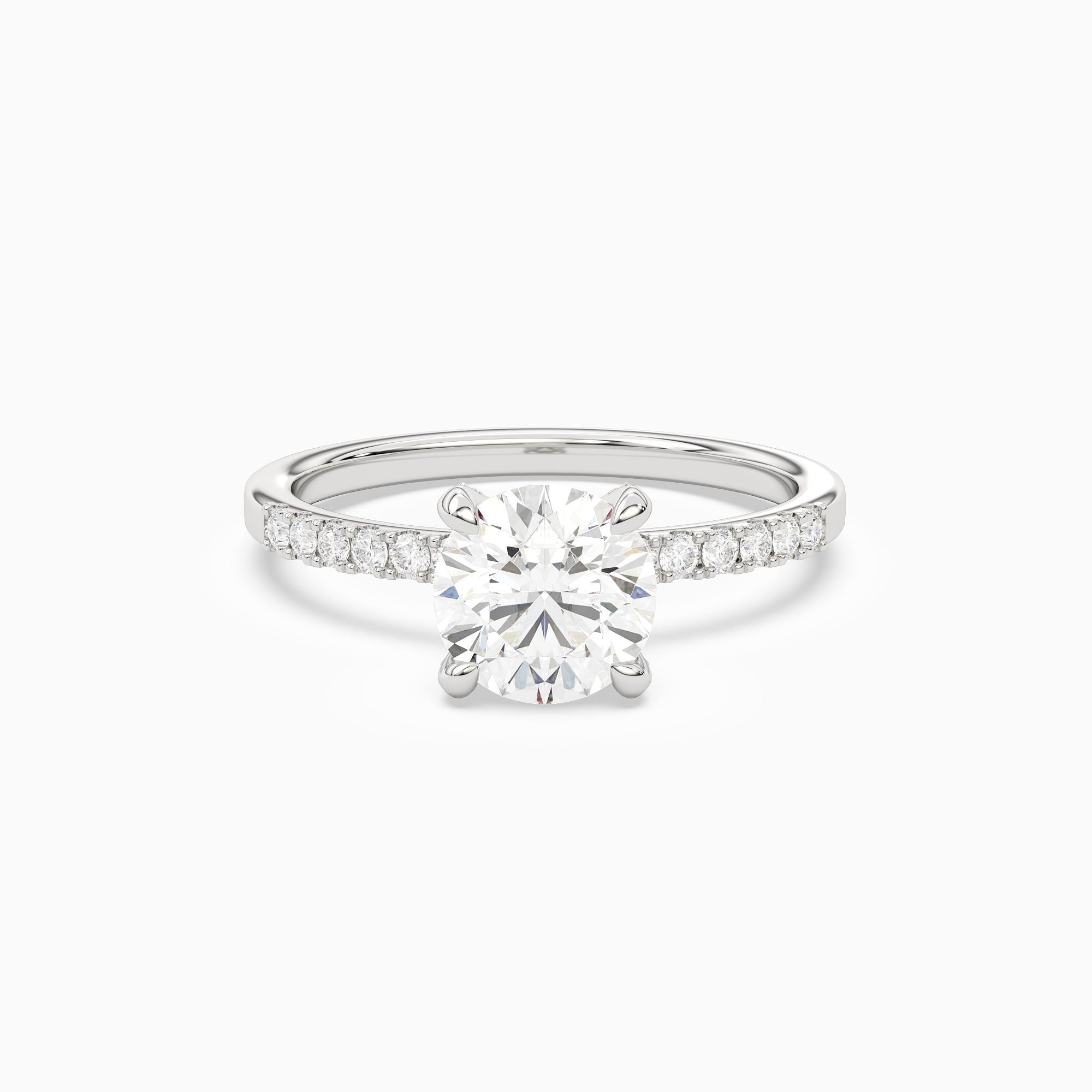 Round Hidden Halo Accent Petite Pavé in 18K White Gold main white