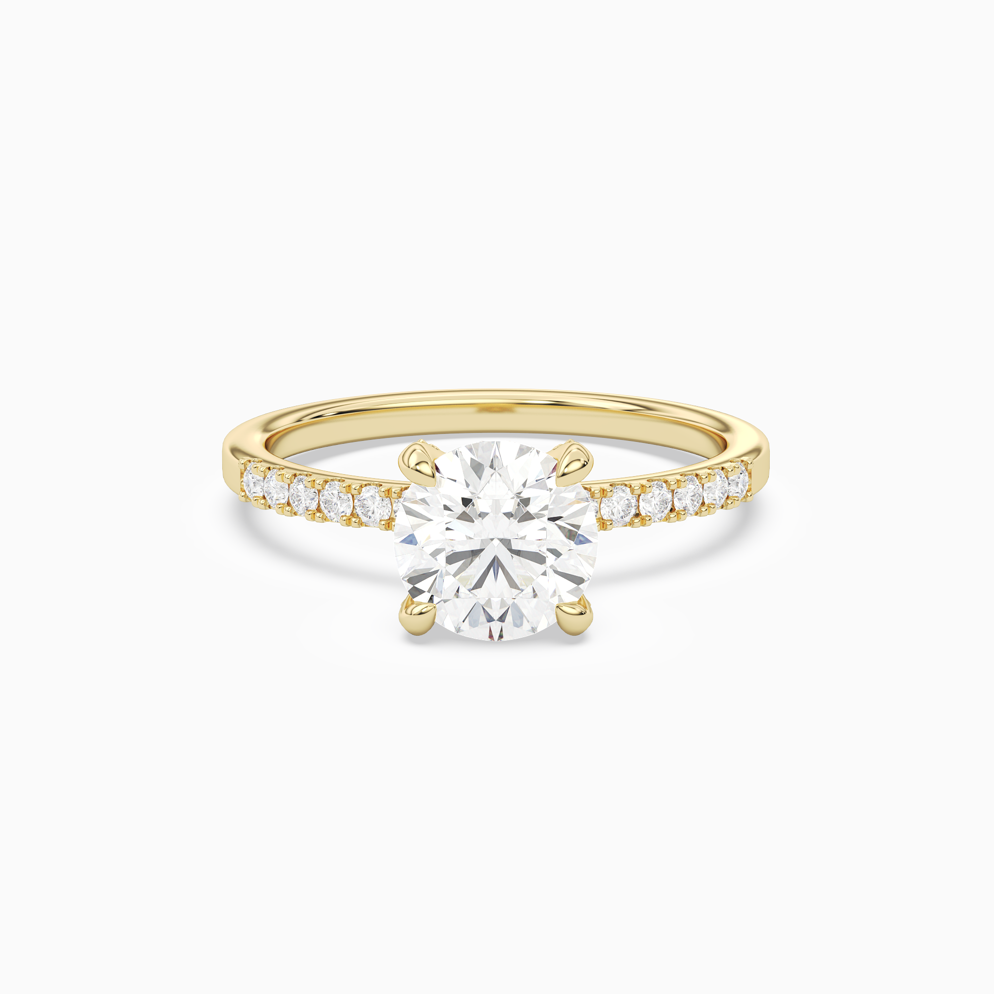 Round Hidden Halo Accent Petite Pavé in 18K Yellow Gold main white