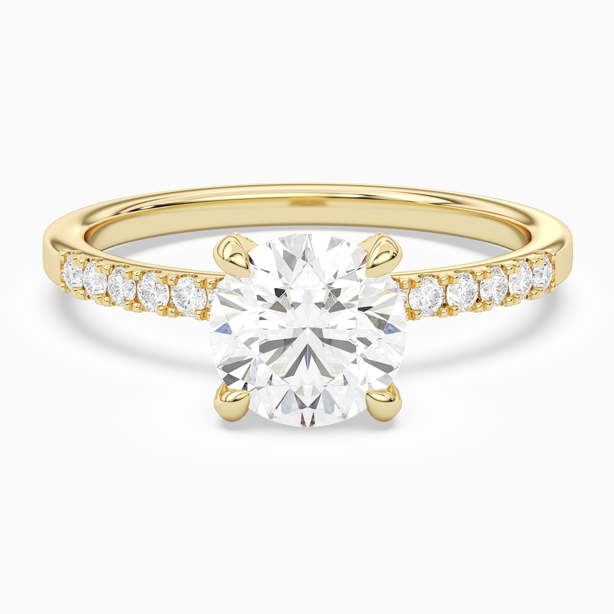 Round Hidden Halo Accent Petite Pavé in 18K Yellow Gold main white