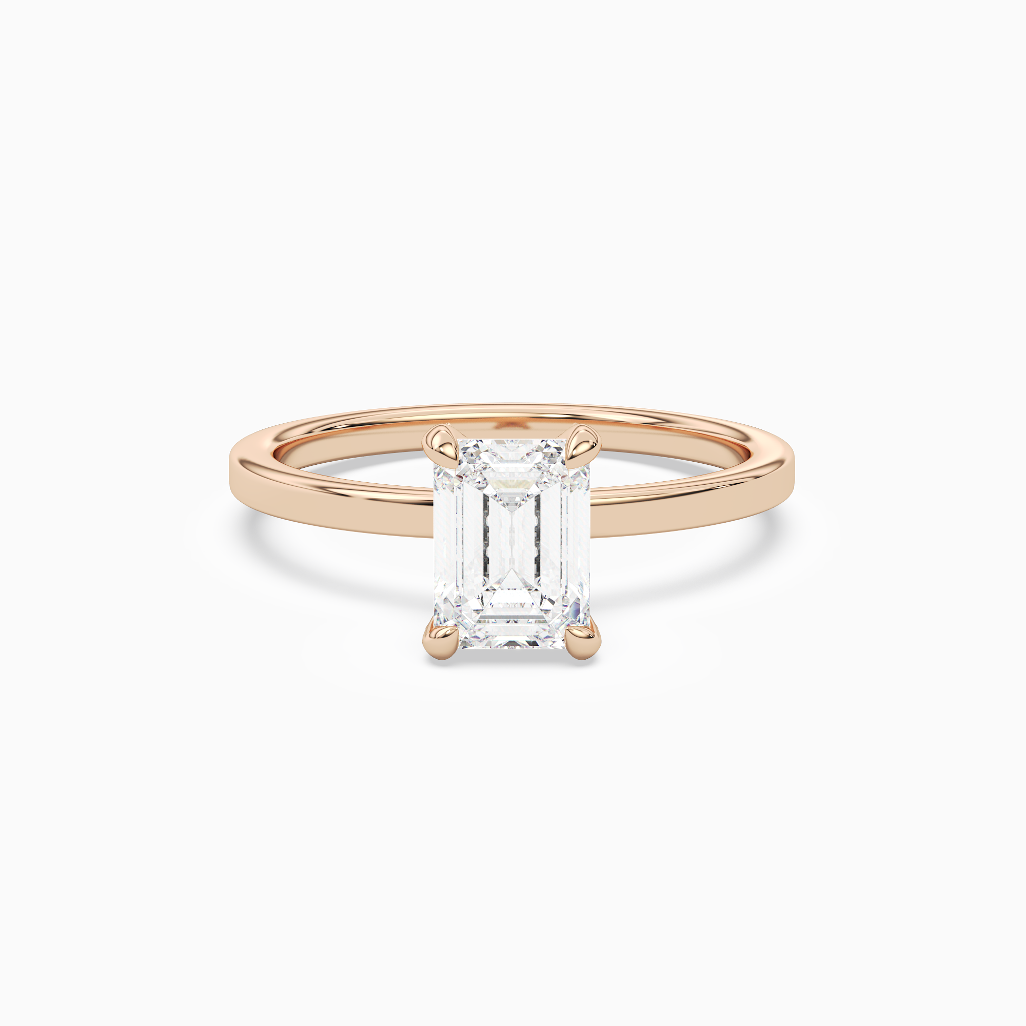 Emerald Hidden Halo Accent Plain in 14K Rose Gold main white
