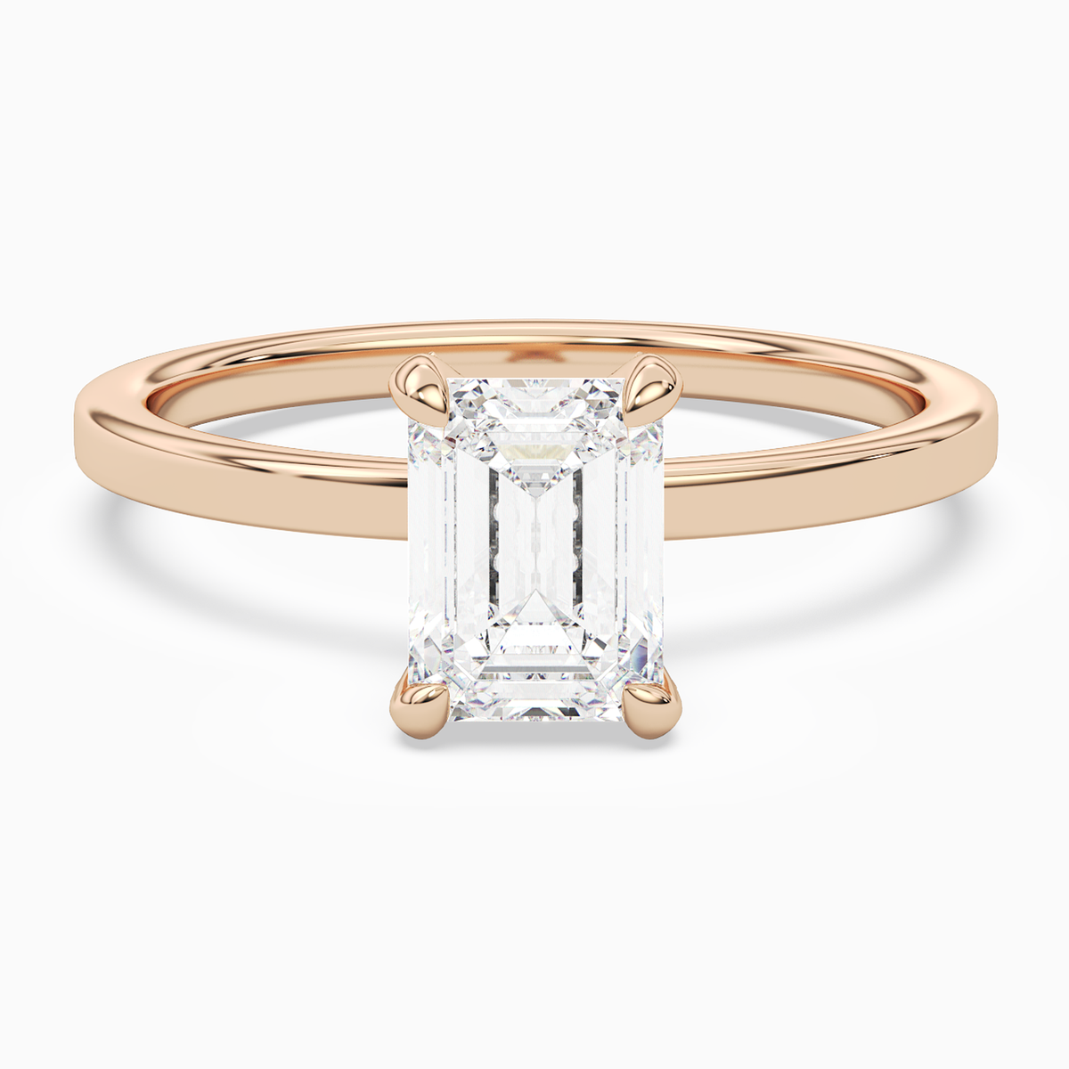 Emerald Hidden Halo Accent Plain in 14K Rose Gold main white