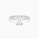 Emerald Hidden Halo Accent Plain in 14K White Gold main white
