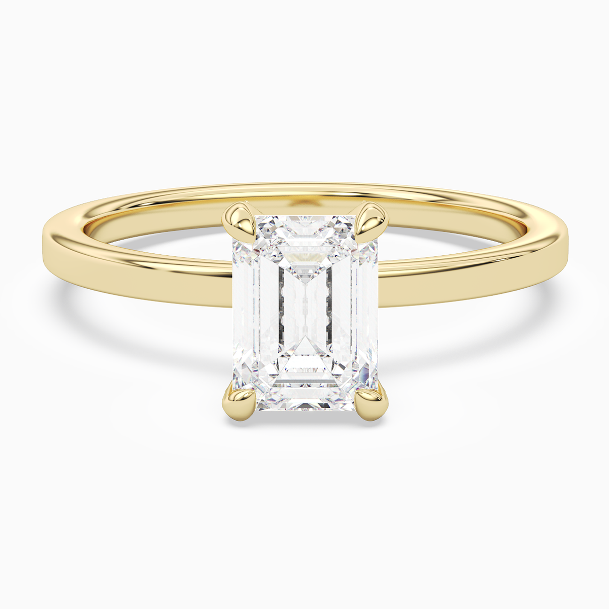 Emerald Hidden Halo Accent Plain in 18K Yellow Gold main white