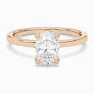 Oval Hidden Halo Accent Plain in 14K Rose Gold main white