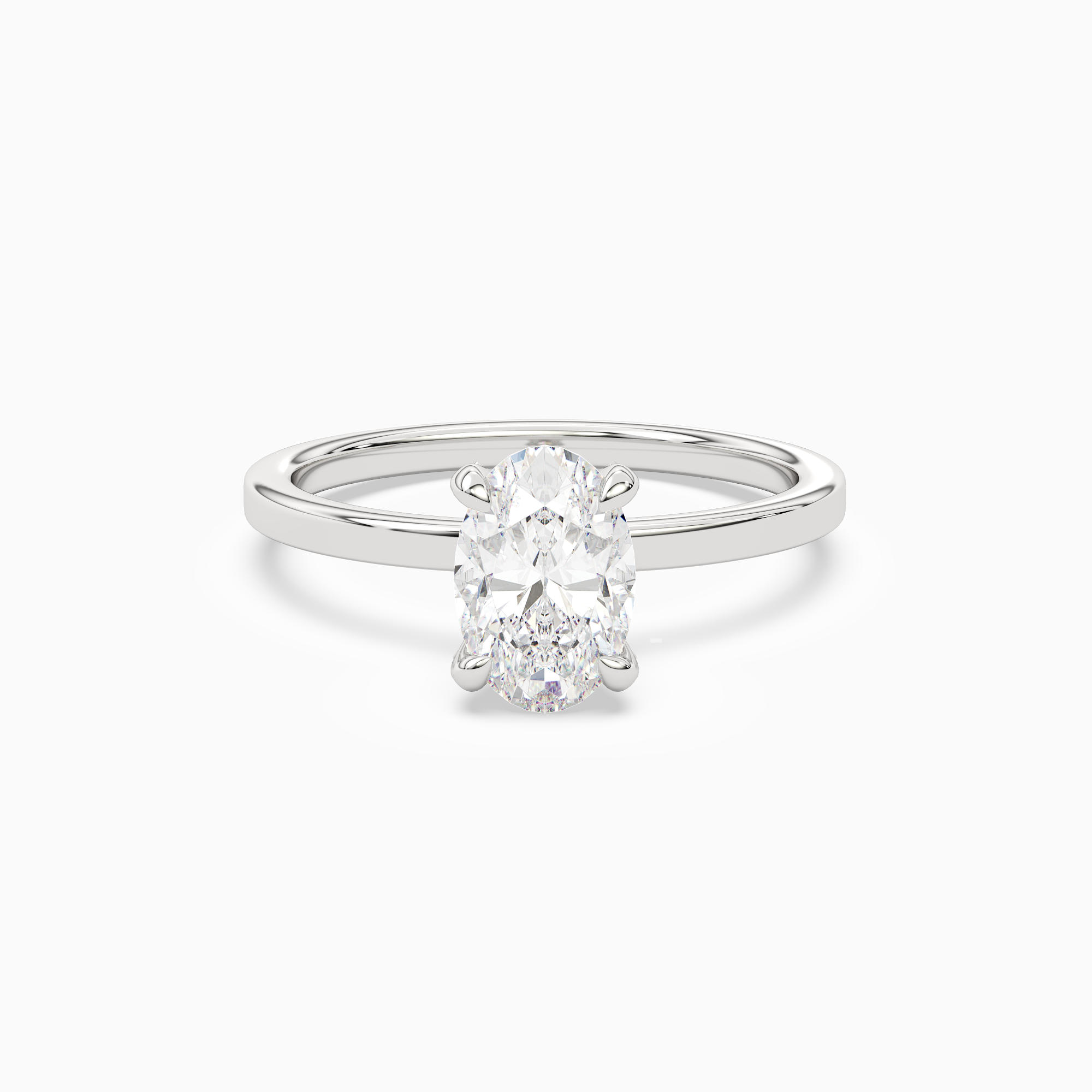 Oval Hidden Halo Accent Plain in 14K White Gold main white