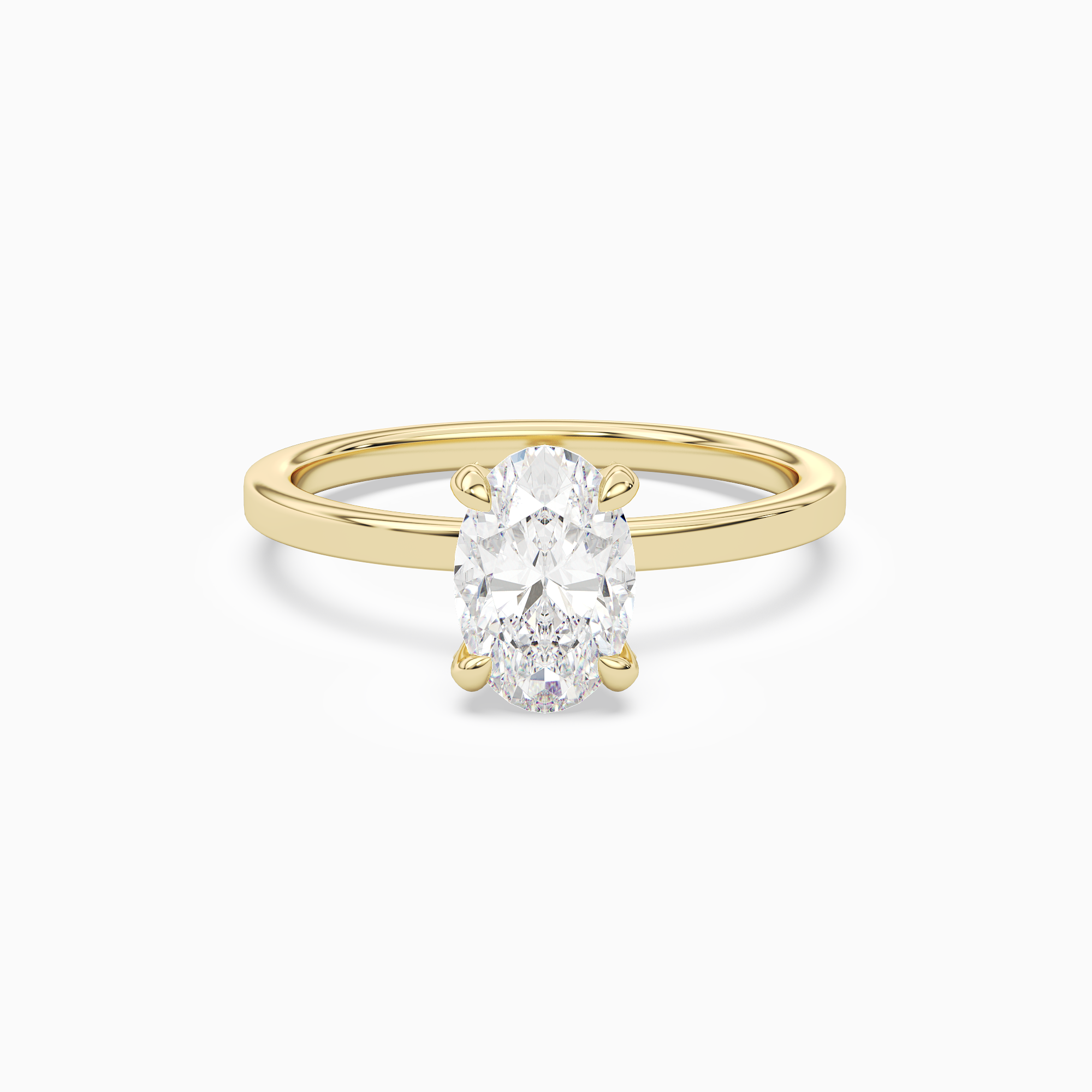Oval Hidden Halo Accent Plain in 18K Yellow Gold main white