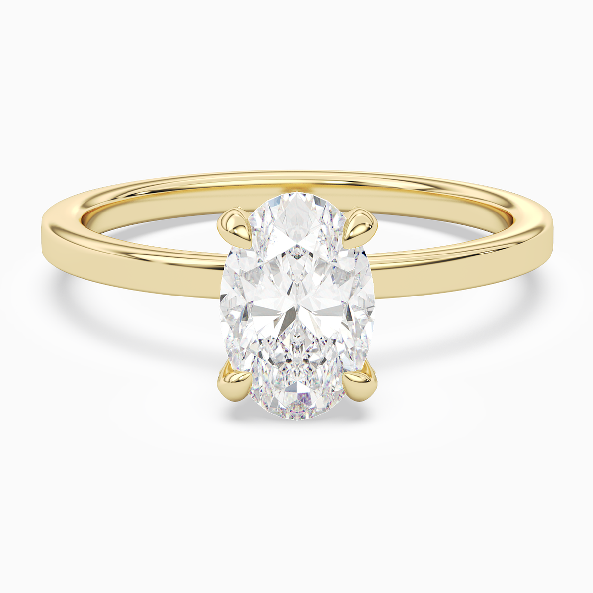 Oval Hidden Halo Accent Plain in 18K Yellow Gold main white