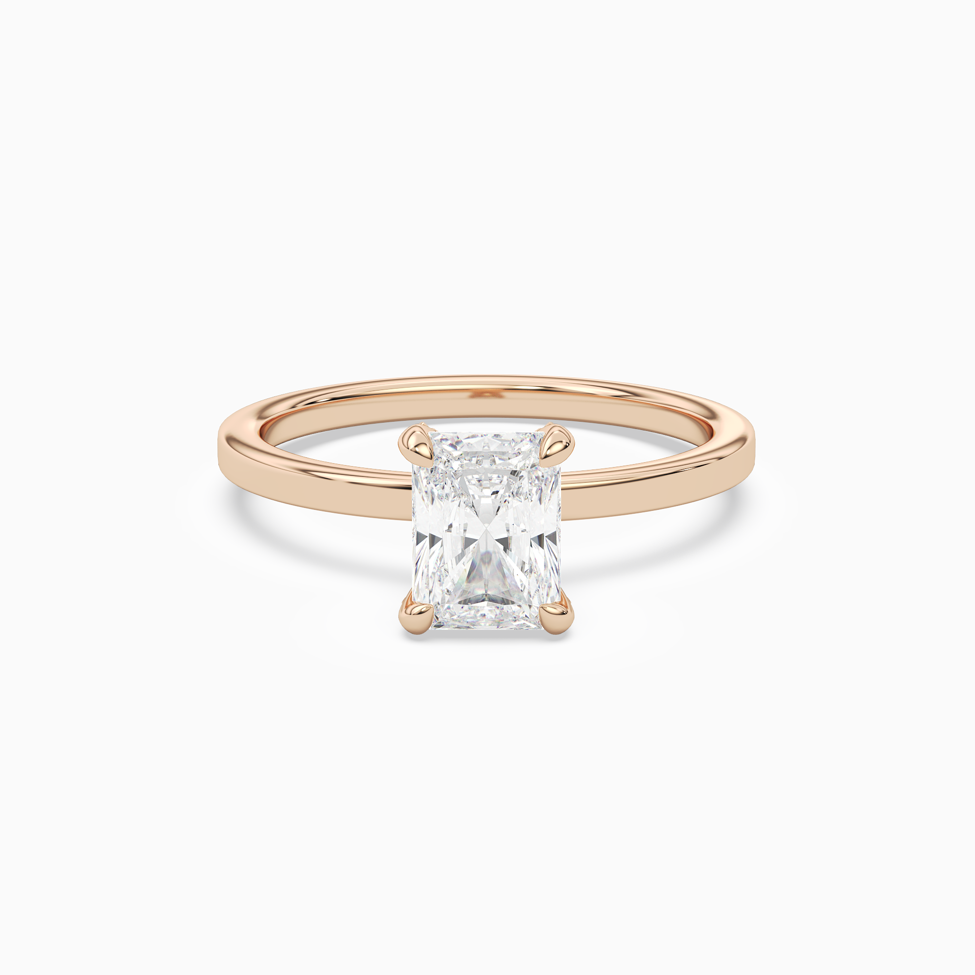 Radiant Hidden Halo Accent Plain in 14K Rose Gold main white