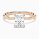 Radiant Hidden Halo Accent Plain in 14K Rose Gold main white