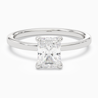 Radiant Hidden Halo Accent Plain in 14K White Gold main white