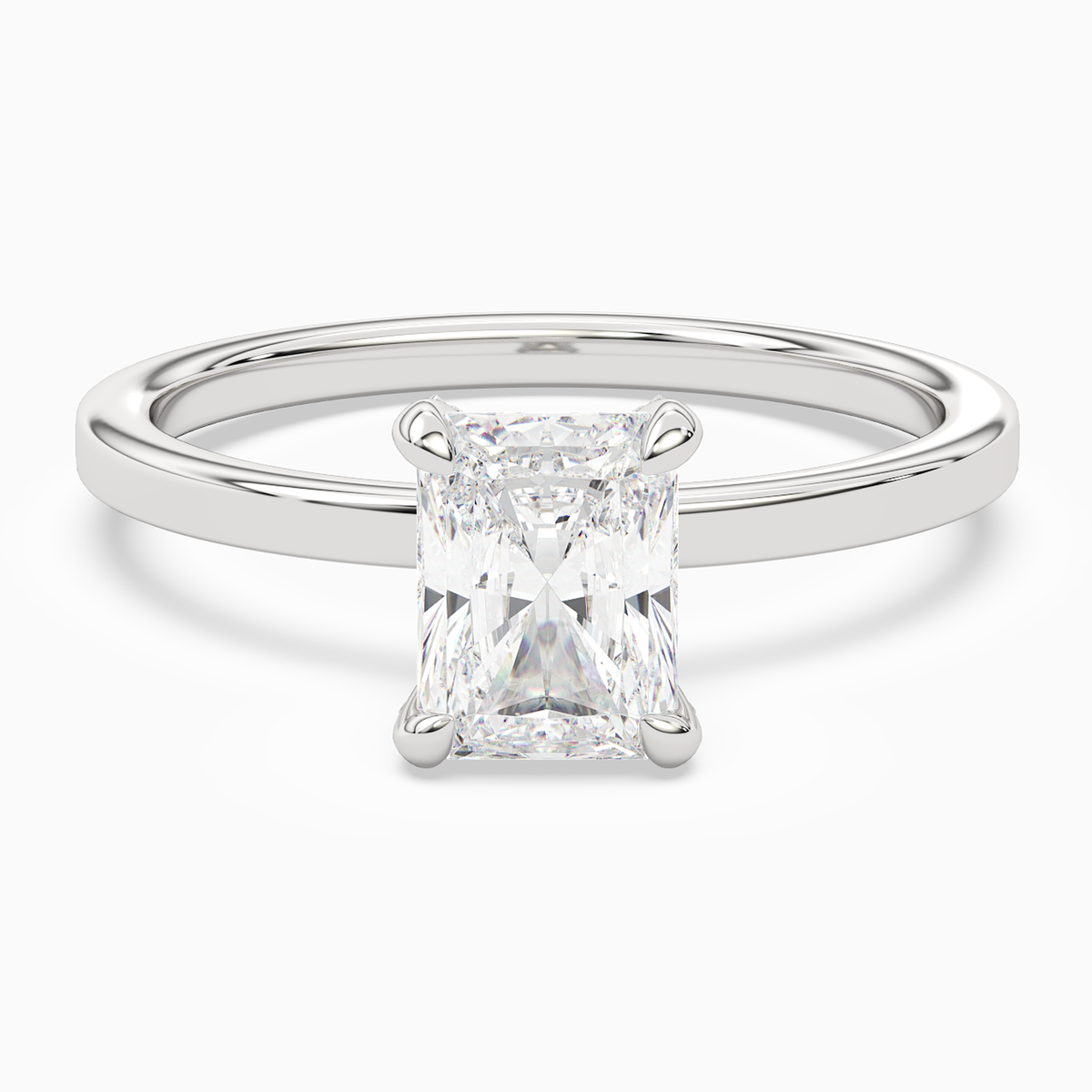Radiant Hidden Halo Accent Plain in 14K White Gold main white