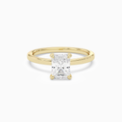 Radiant Hidden Halo Accent Plain in 14K Yellow Gold main white